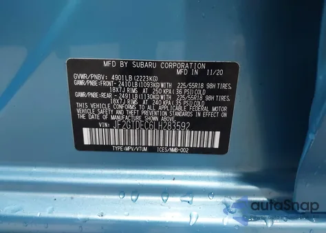 2020 Subaru Crosstrek Hybrid из США, поврежденный, VIN JF2GTDEC6LH283592